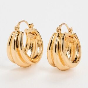 Kenneth Jay Lane
Gold Triple Row Hinged Post Hoop Earrings